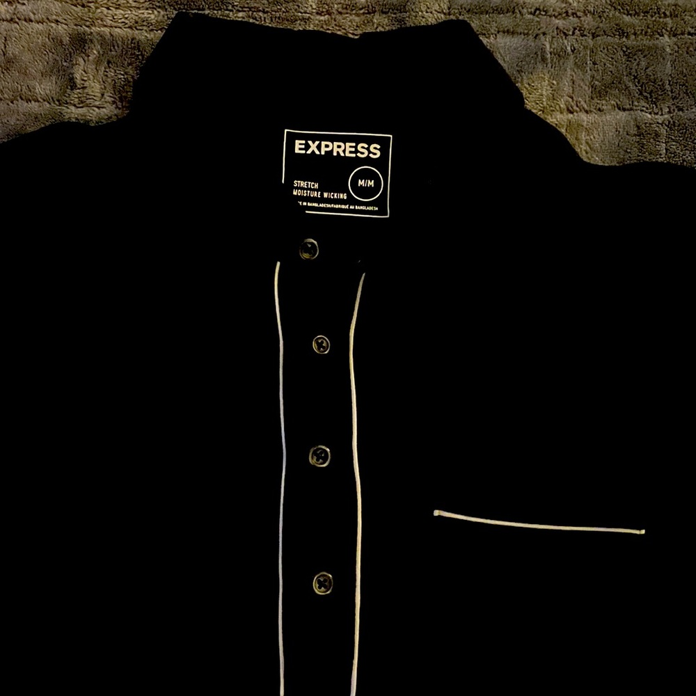 Express Stretch moisture wicking black polo shirt